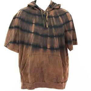 Mens Shirt Size XL Hoodie Short Sleeve Tie Dye Indie Hippie Festival Casual Fun